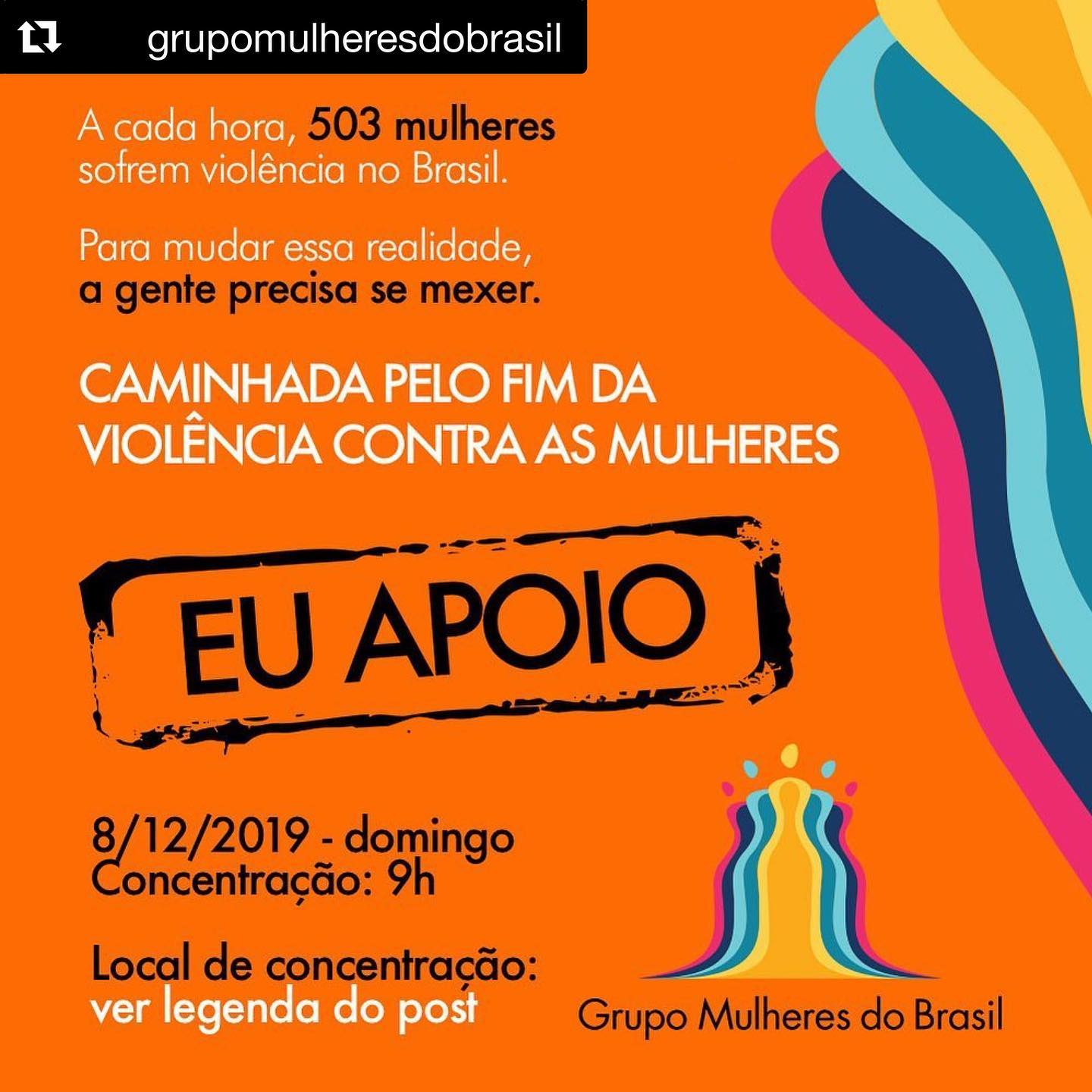 JÁ ESTÁ ROLANDO, desde às 9h, na Avenida Paulista. Quem vem?
••• #Repost @grupomulheresdobrasil with @get_repost
・・・
Venha participar da caminhada pelo fim da violência contra as mulheres. 
08/12 domingo.

Acesse o site www.grupomulheresdobrasil.org.br/caminhada e saiba as localidades em que irá acontecer.

Essa causa é de todos nós! Venha com a família e amigos.

O Grupo Mulheres do Brasil convoca toda a sociedade a se unir no dia 8 de dezembro, às 09h por uma causa que diz respeito a todo mundo: o fim da violência contra as
mulheres.🤚
.
Será uma grande mobilização que colocará nas ruas a voz uníssona de todas as pessoas, pedindo um basta aos índices vergonhosos da violência contra a mulher.🤚
.
Não podemos mais aceitar que uma mulher seja morta a cada duas horas. A iniciativa
integra os “16 Dias de Ativismo pelo Fim da Violência contra as Mulheres” – uma
campanha internacional da ONU de combate à violência contra as mulheres e meninas.
.
🧡Vamos todos de camiseta LARANJA, essa mobilização precisa de você!
⠀
Espalhe essa informação:
📞 Central de Atendimento à Mulher em Situação de Violência - Ligue 180 – é um serviço de utilidade pública gratuito e confidencial (preserva o anonimato).
⠀
#GRUPOMULHERESDOBRASIL
#EUMETOACOLHERSIM
#VAMOSMUDARESSAREALIDADE
#JUNTASSOMOSMAISFORTES
#CHEGADEASSEDIO
#CHEGADEFEMINICIDIO
#NAOAVIOLENCIACONTRAAMULHER