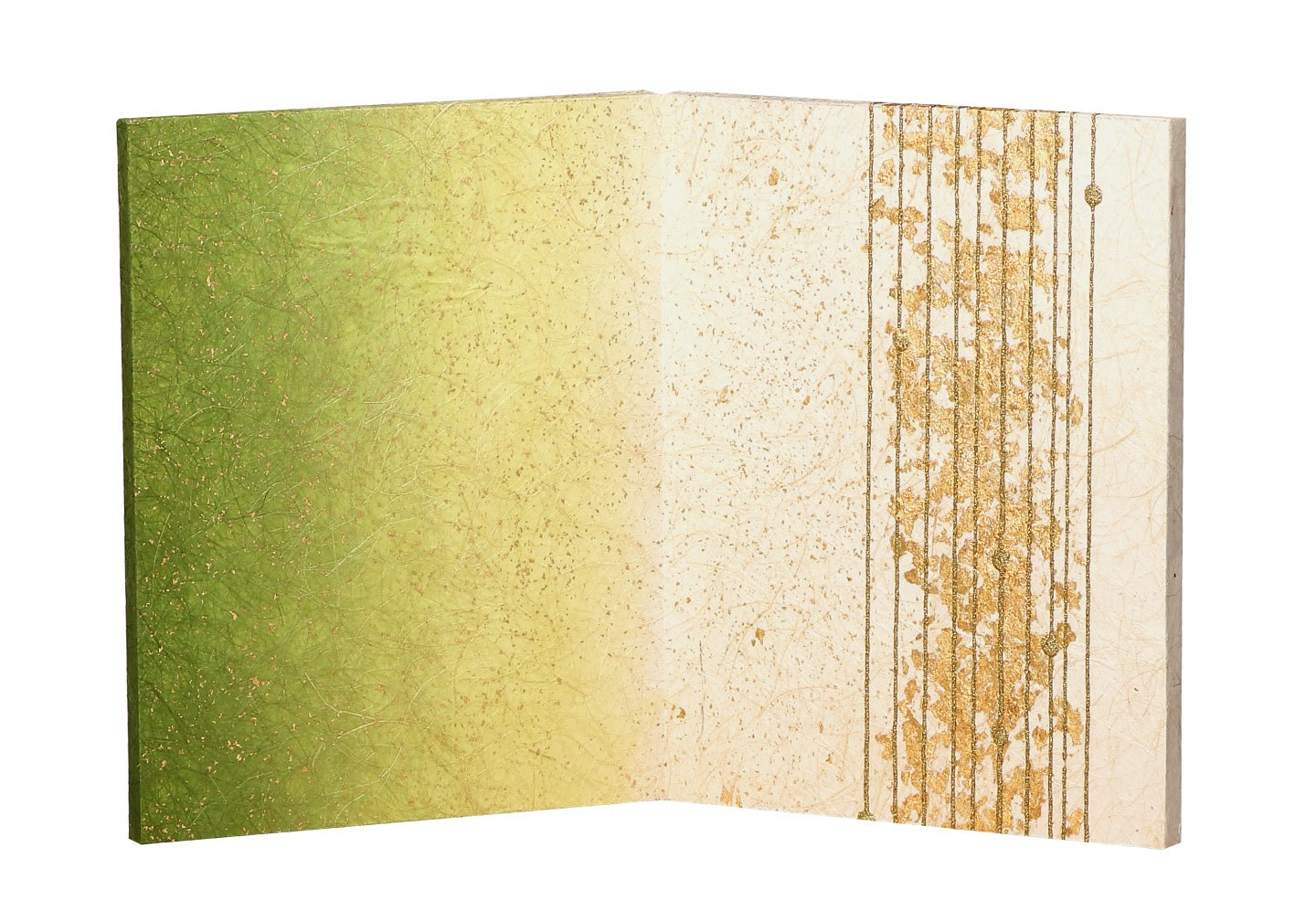 二曲緑和紙屏風