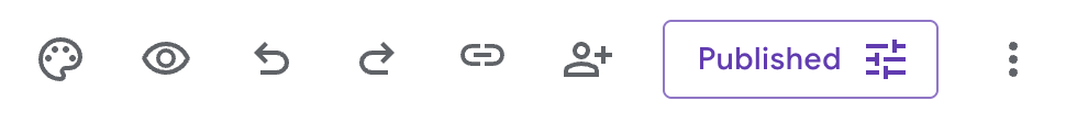 A row of icons including a palette, eye, undo, redo, link, add user, a