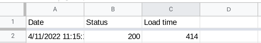 Screenshot of a Google Sheets spreadsheet.