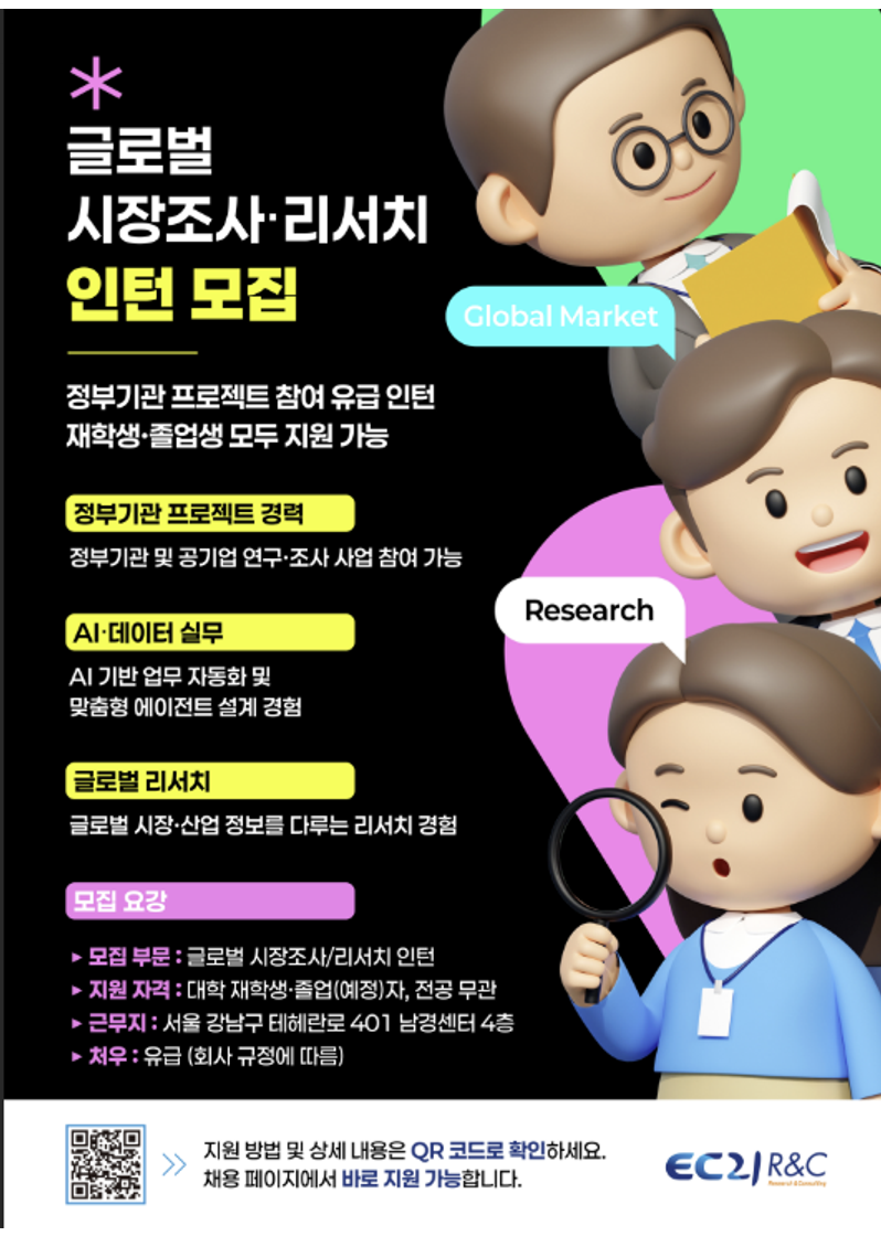 글로벌 시장 조사/ 리서치 인턴(전환형 인턴) 포스터