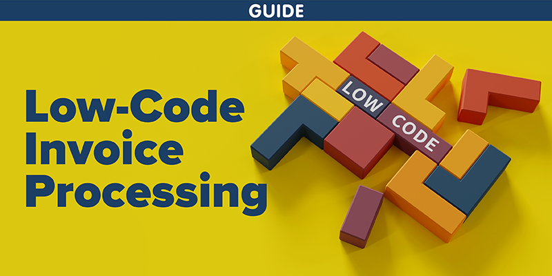 Yellow background with coloured puzzle pieces fitting together with the words low code on