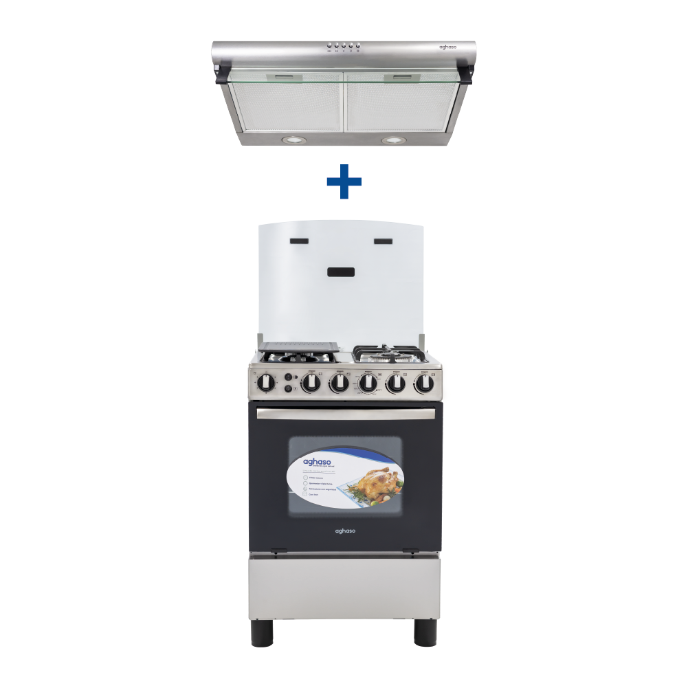 Combo: Encimera 4 hornillas GN + Campana Extractora 60 cm + Horno a gas 4  funciones GN