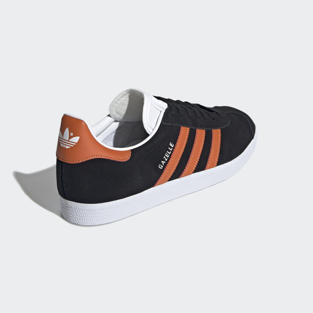 orange and black adidas gazelles