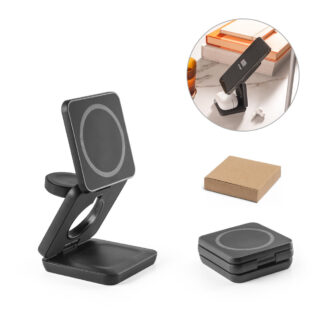 BROGLIE. Caricatore wireless magnetico superveloce 3-in-1 da 15W in ABS riciclato (100% rABS)
