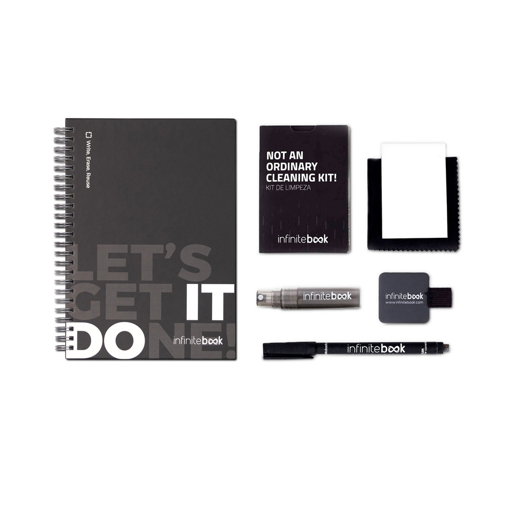 STARTER KIT INFINITEBOOK. Set composto da un 'Infinitebook' con copertina rigida, 1 kit di pulizia, 1 pennarello e 1 porta pennarello - immagine 7