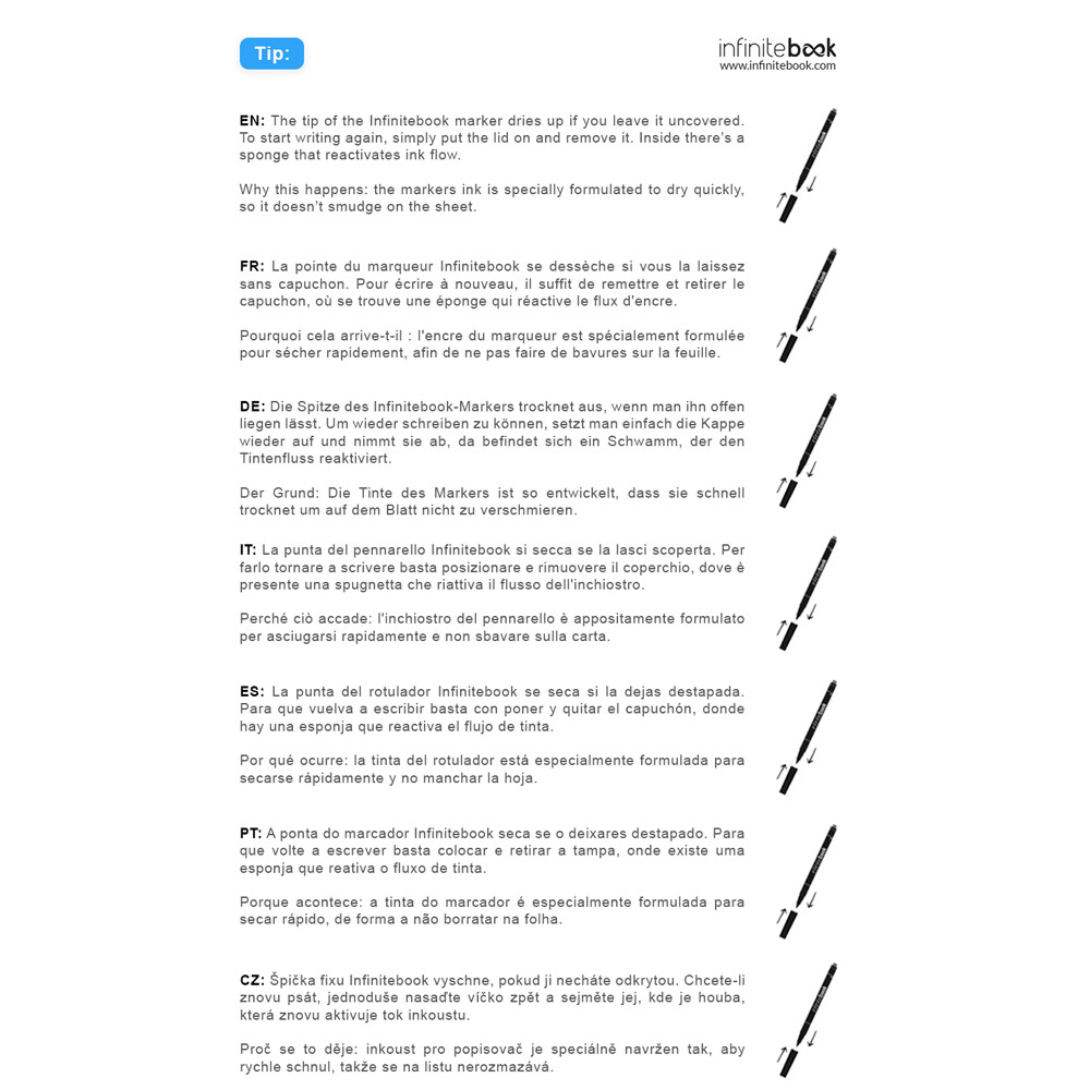 STARTER KIT INFINITEBOOK. Set composto da un 'Infinitebook' con copertina rigida, 1 kit di pulizia, 1 pennarello e 1 porta pennarello - immagine 8