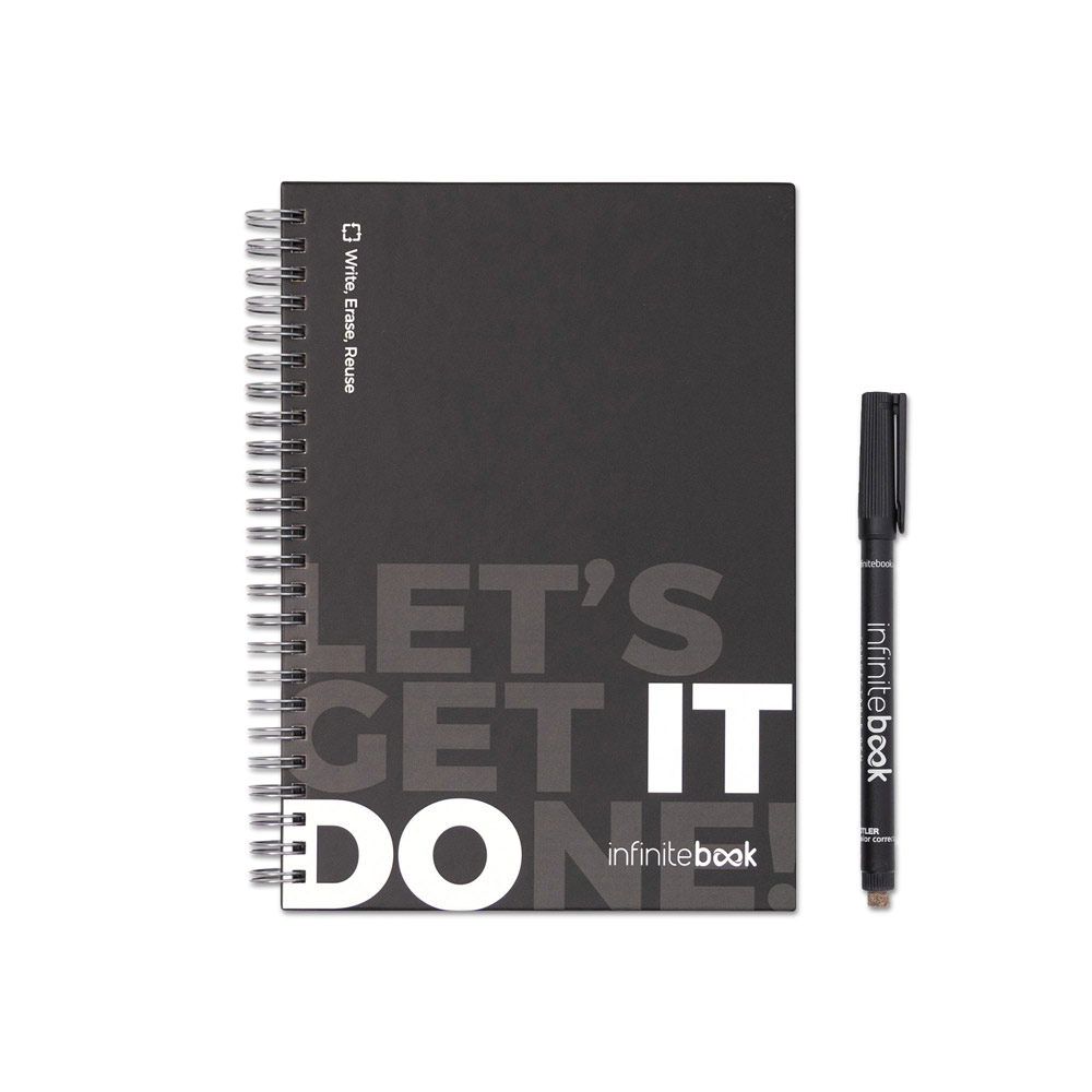 STARTER KIT INFINITEBOOK. Set composto da un 'Infinitebook' con copertina rigida, 1 kit di pulizia, 1 pennarello e 1 porta pennarello - immagine 6