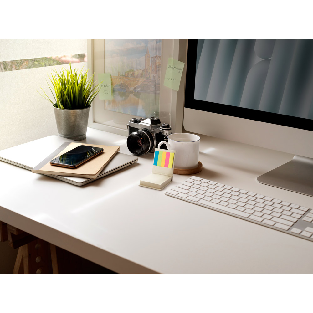 KAIRON. Set da ufficio 2 in 1, realizzato con carta riciclata al 100%, con 6 blocchi note adesivi - immagine 3