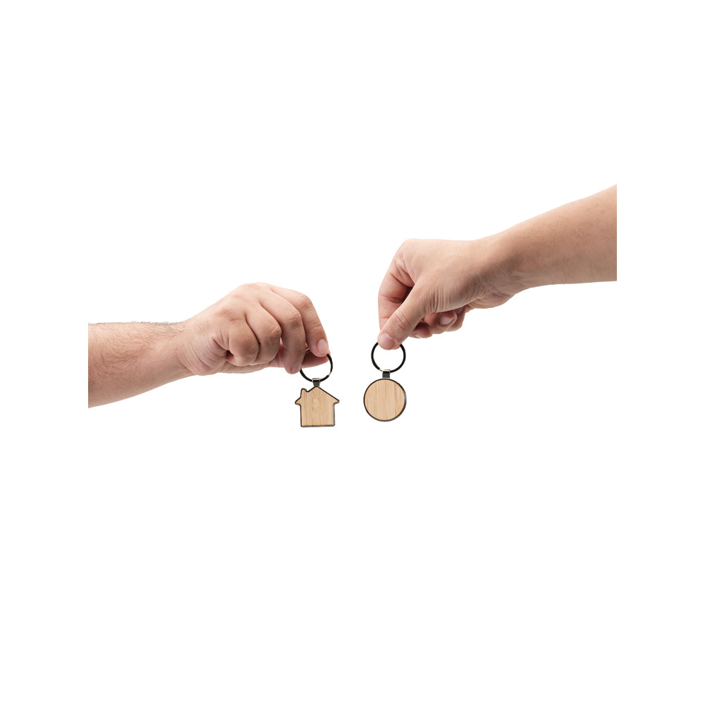 GASTON ROUND. Portachiavi in ferro con forma rotonda in zinco e bambù - immagine 7