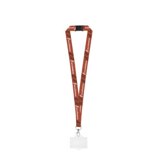 BARNSLEY. Lanyard per sublimazione in poliestere riciclato (100% rPET) con moschettone, chiusura di sicurezza e porta tessere rigido
