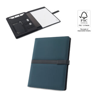 SANDERSON FOLDER. Cartella A4 in PU (riciclato al 50%) con chiusura magnetica e blocco note con pagine a righe