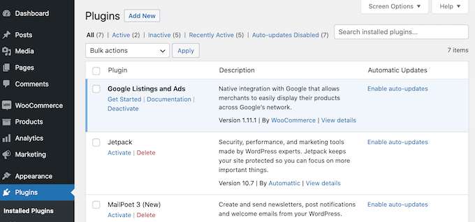 deactivate plugin
