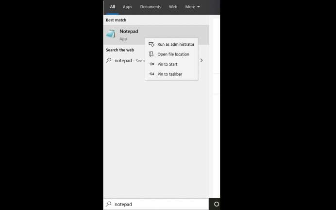 Run notepad as admin