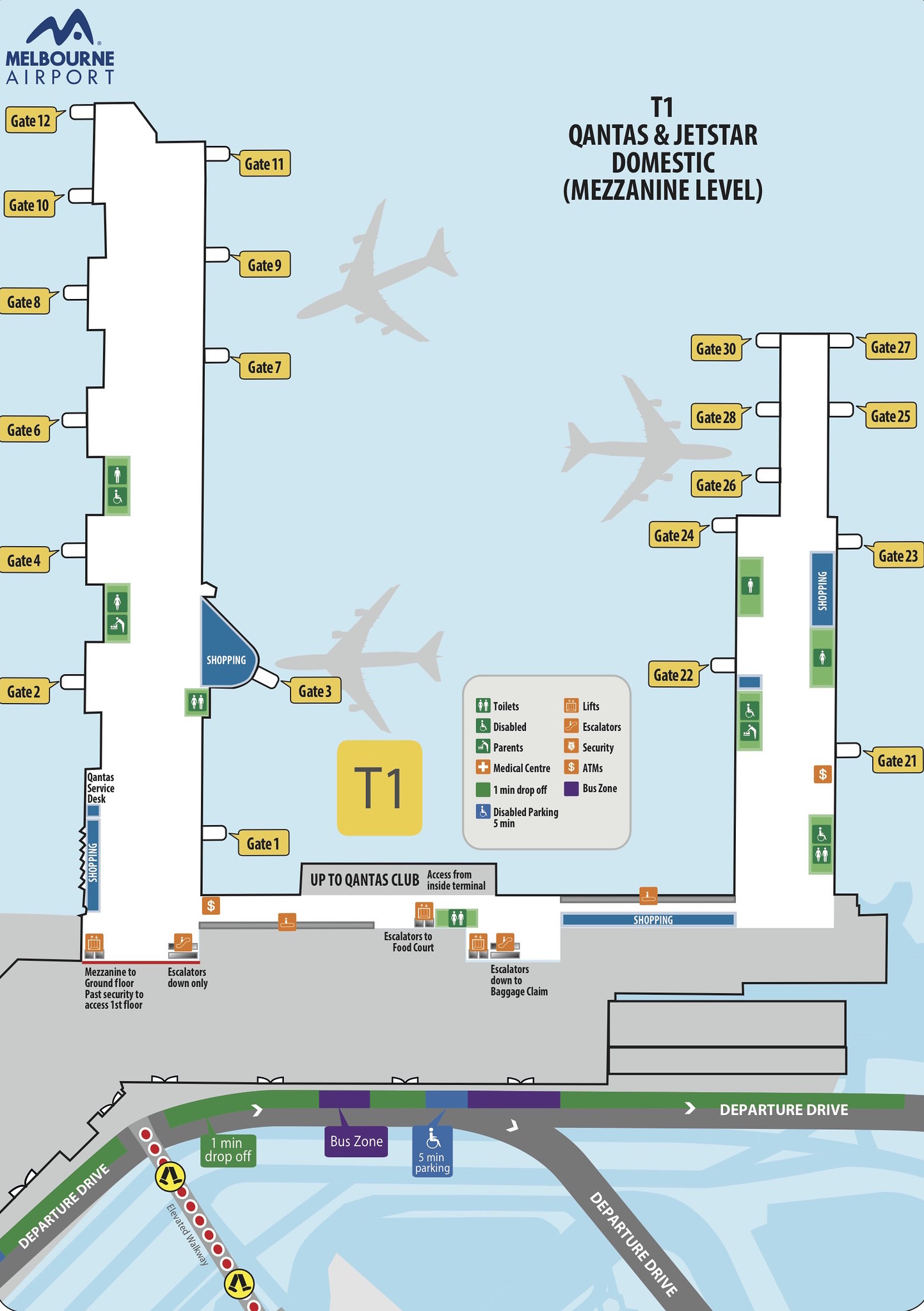 ③T1 QANTAS & JETSTAR DOMESTIC(mezzanine-level)-map