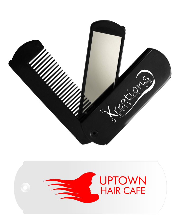 Union Printed -  Oblong Travel Folding Mirror and Comb Set - 1-Color Print