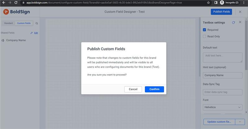 Publish Custom Form Fields