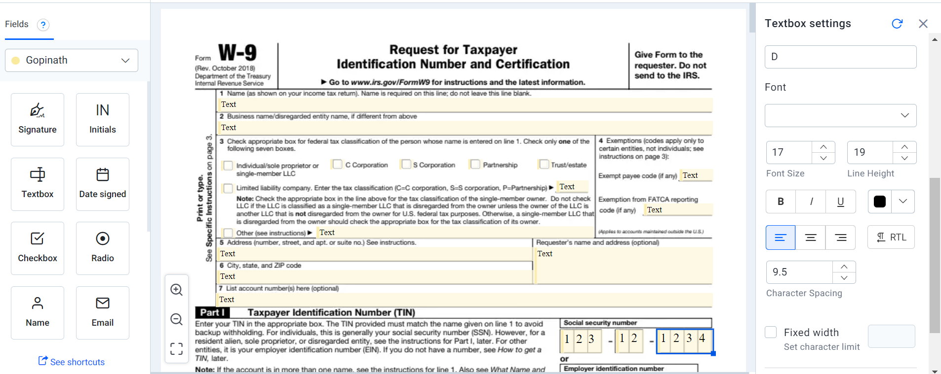 Form fields are automatically replaced with BoldSign Form fields