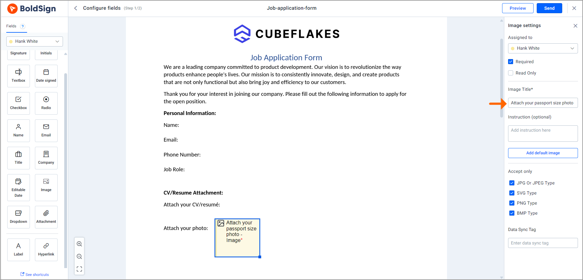 Configure fields