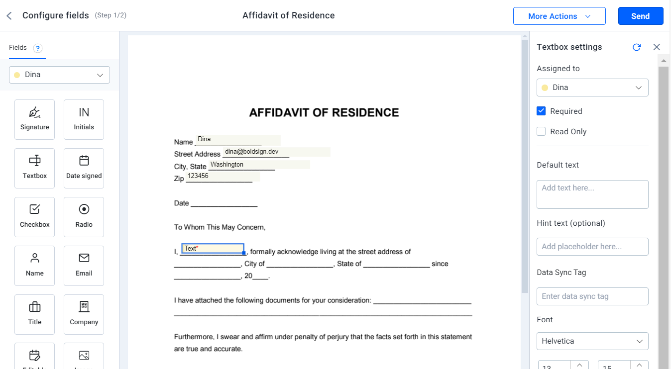 Dragging and dropping the form fields