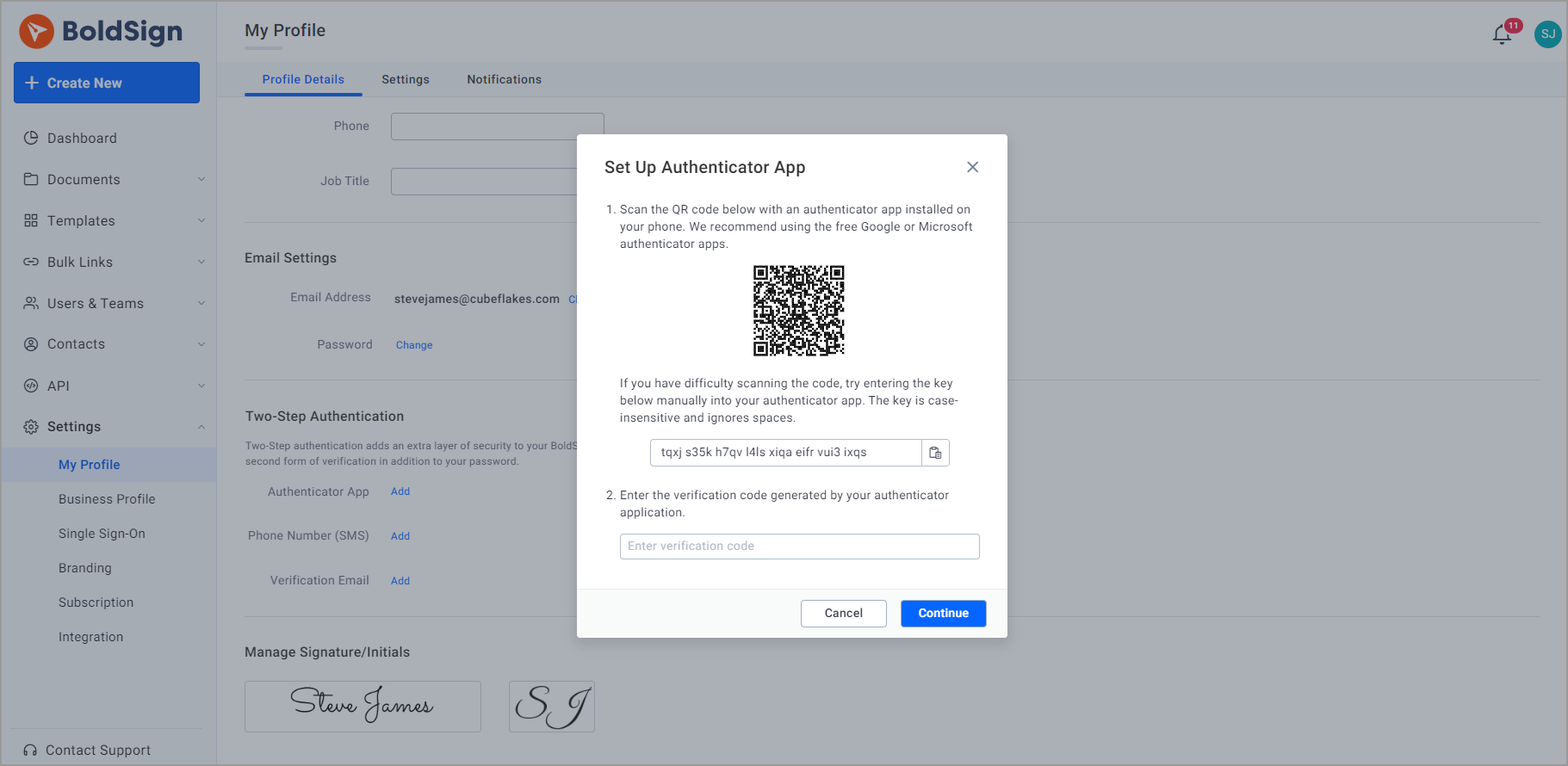 Authenticator app authentication