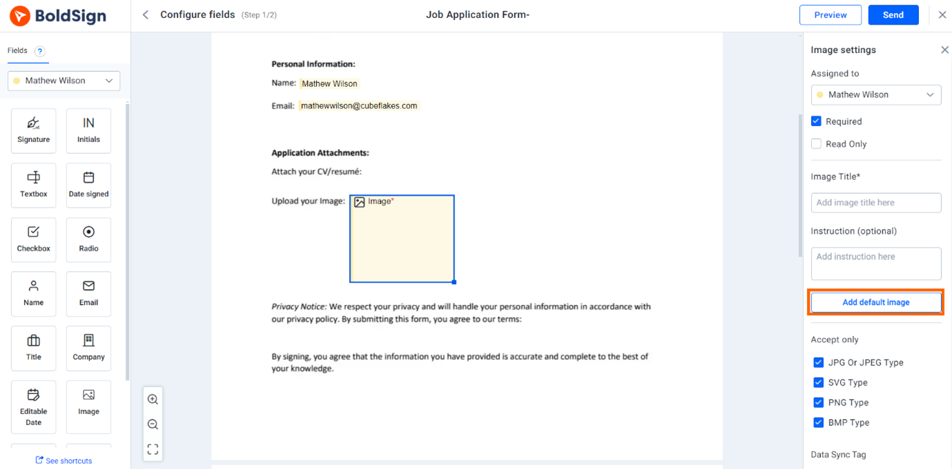 Default Value for the Image Field