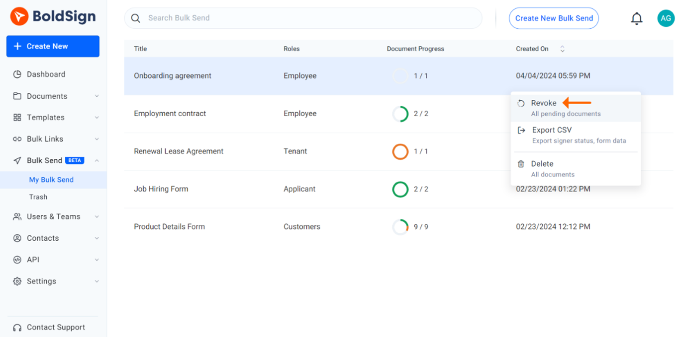 Enhanced Control with Bulk Send Revocation