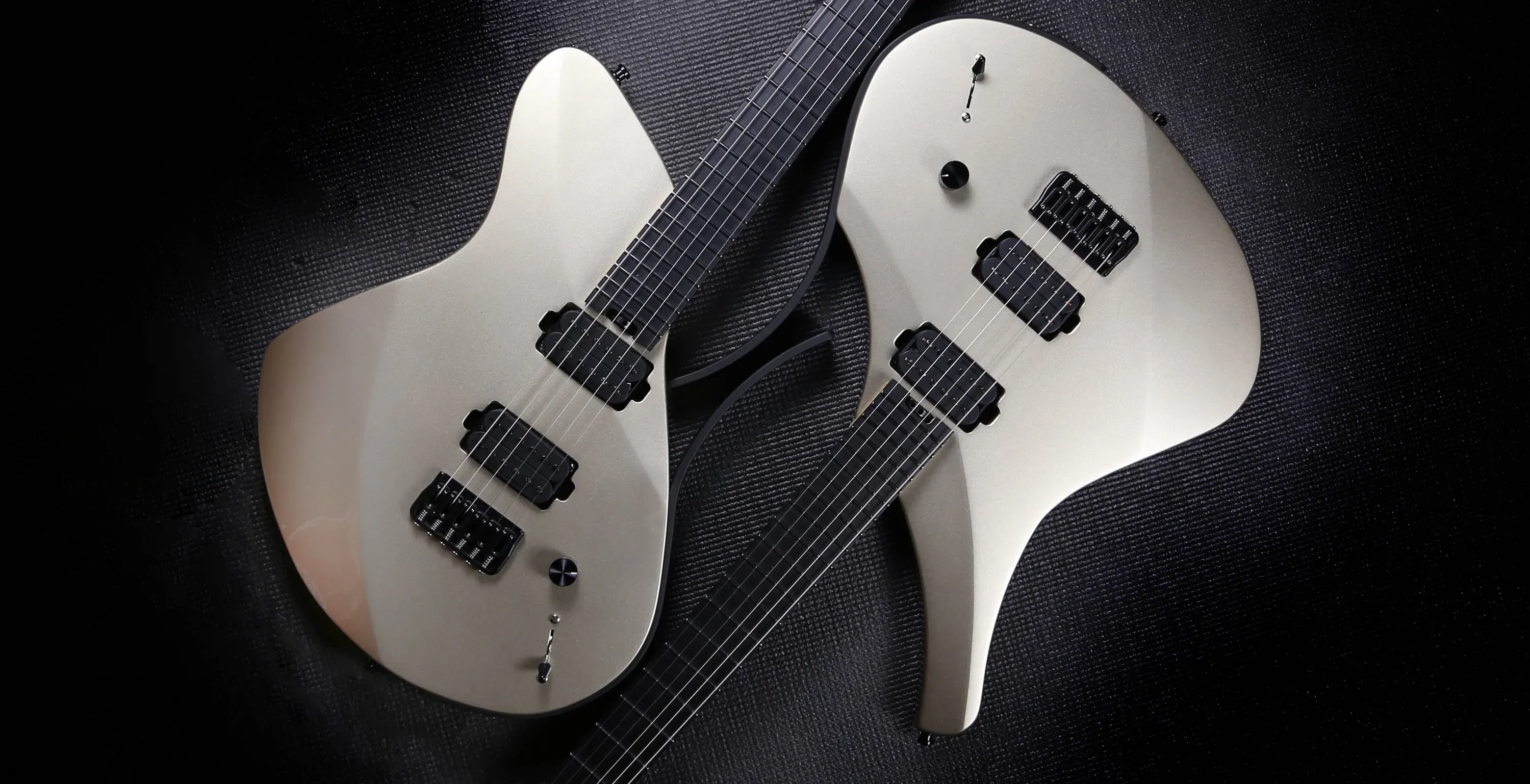 Bolter Series Mirus and Virtus guitars side by side