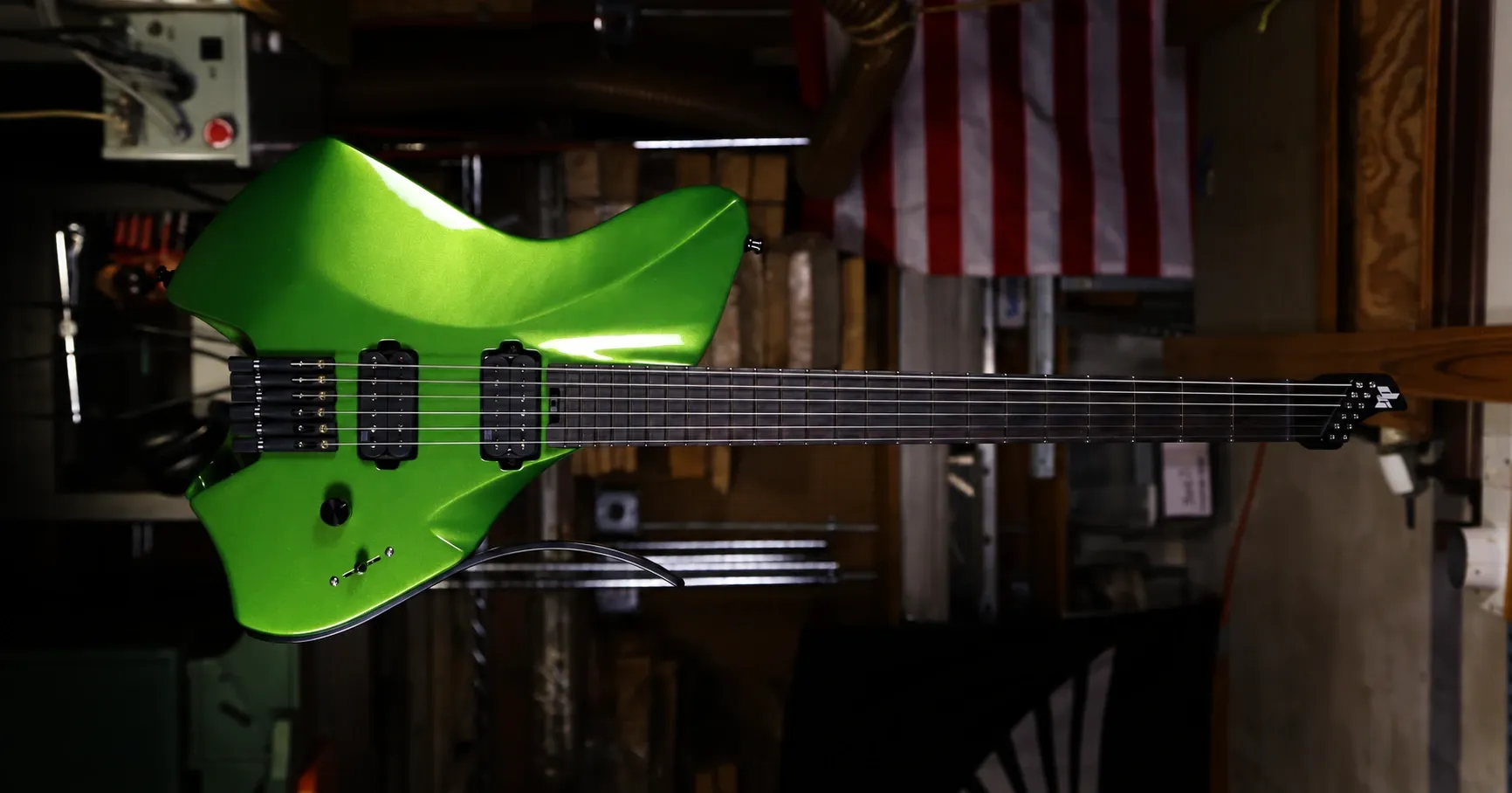 Green Headless Mirus guitar
