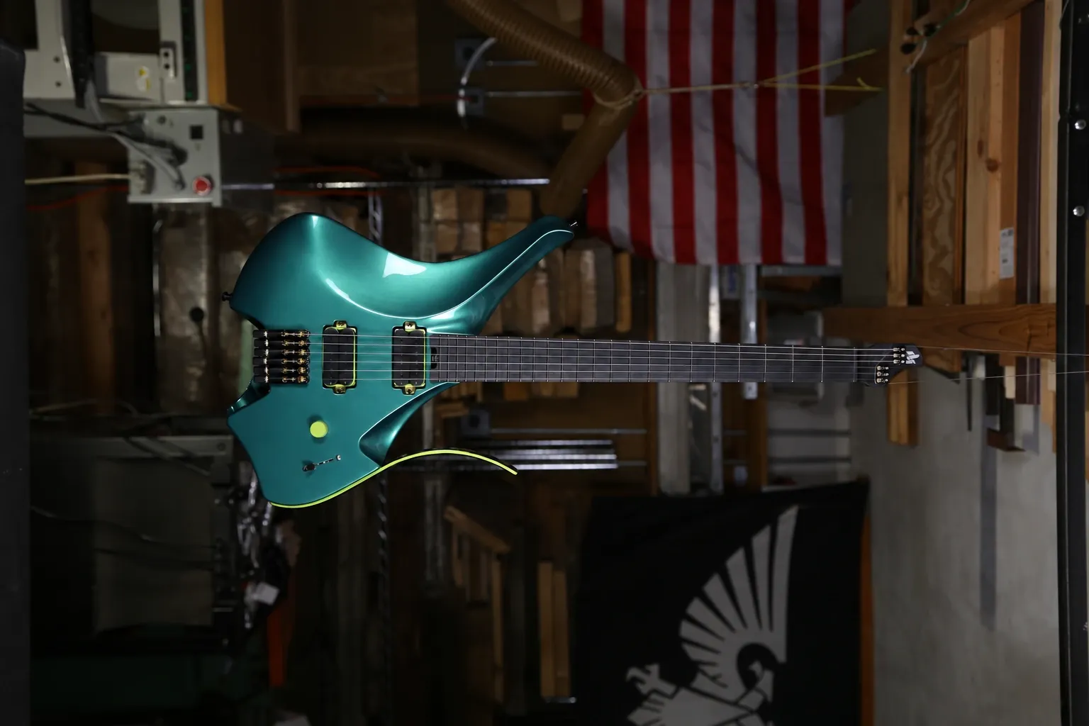 Green Headless Virtus guitar with lime accents