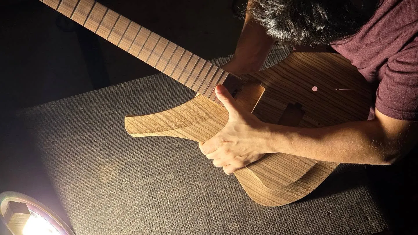 Dean Gordon at work in the Miami guitar workshop