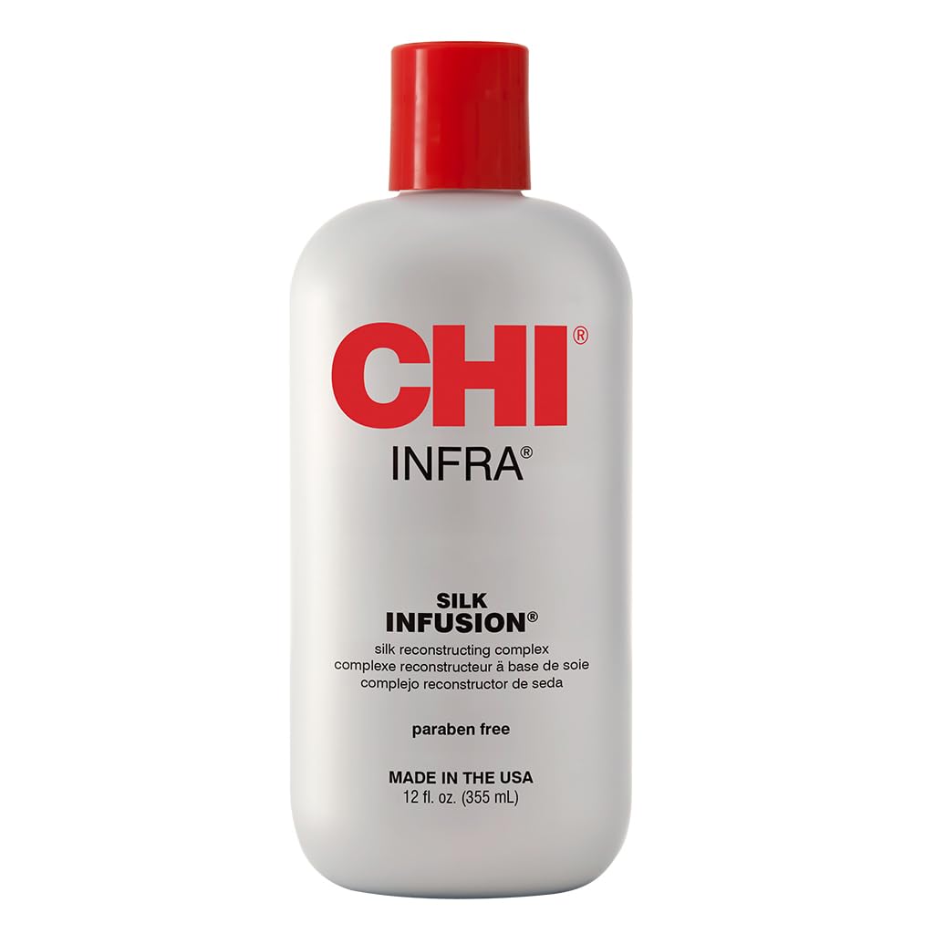CHI Infra Silk Infusion Leave-In Reconstructing Treatment, Strengthens & Protects All Hair Types, Alcohol-Free, 12 fl oz