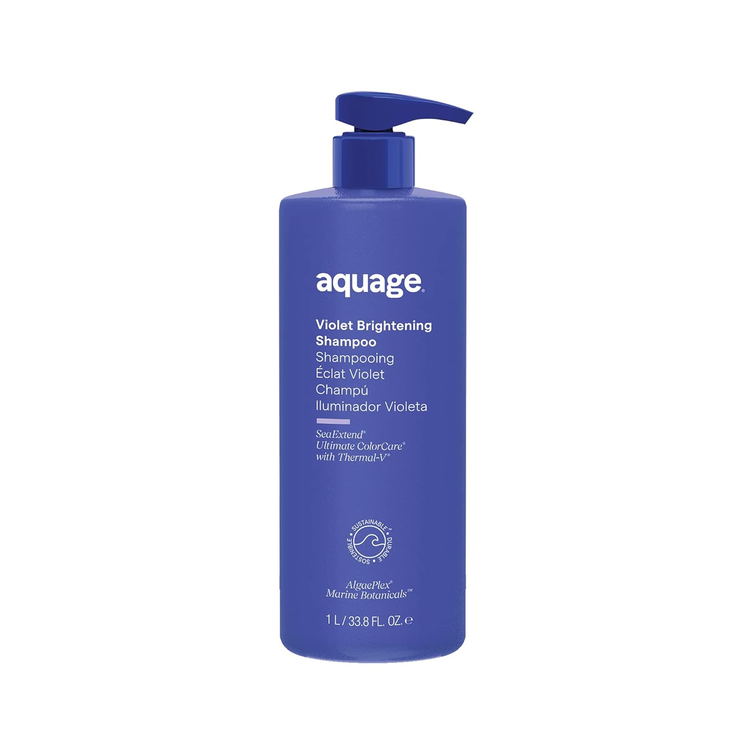 Aquage Violet Brightening Shampoo, Tones Brassiness & Enhances Cool Tones for Blonde & Gray Hair, 33.8 fl oz