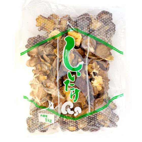 Business-use standard-grade shiitake in a one-kilogram bag.