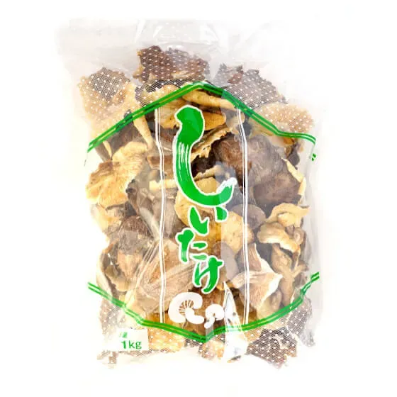 Business-use large-leaf shiitake in a one-kilogram bag.