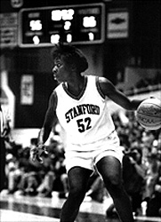 Women's basketball player Val Whiting helped lead the Cardinal to a pair of NCAA titles from 1990-93