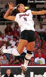 Logan Tom, a Stanford sophomore who will play volleyball in the 2000 Olympics, is one of a number of top-notch female athletes to play at Stanford last season