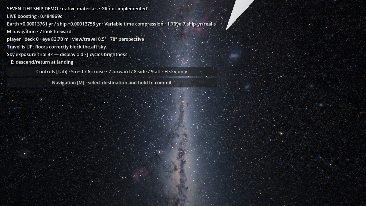 Accelerating · early: forward sky from the captain's standing bridge position