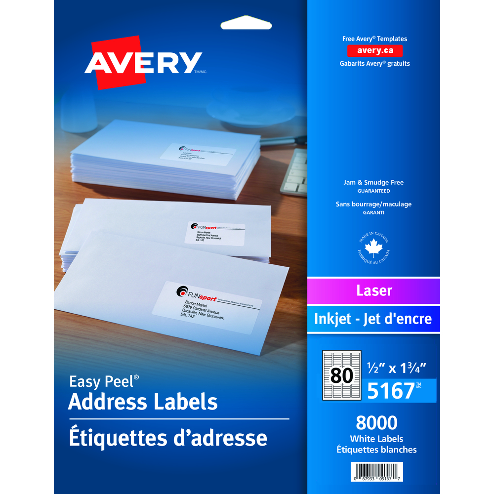 eway.ca - AVE23  Avery Easy Peel Laser/Inkjet Return Address Regarding Staples White Return Address Labels Template