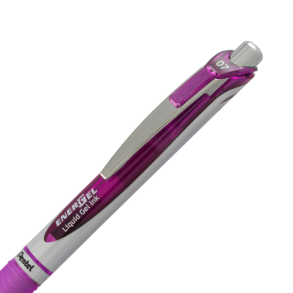  PENBL77BP2V  Stylos gel liquide Pentel Energel, rétractables, 0,7  mm, violet, paquet de 2