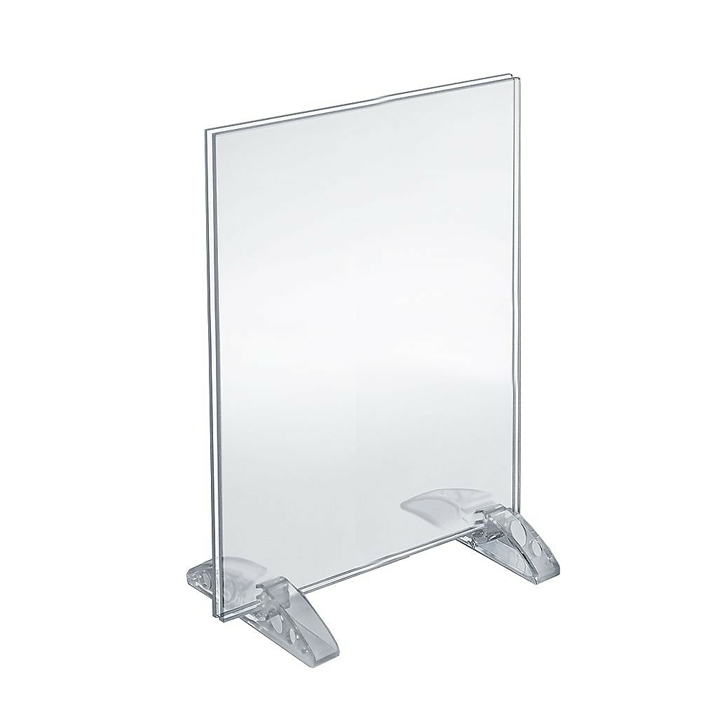 Azar Displays Double-Foot Acrylic Sign Holders, 6 x 4, Clear, Pack Of 10