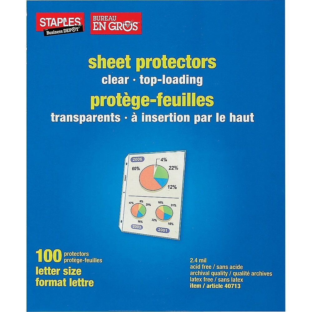 Staples 11" x 17" Top Loading Fold-Out Sheet Protectors 5/Pack #15937-US/CC 