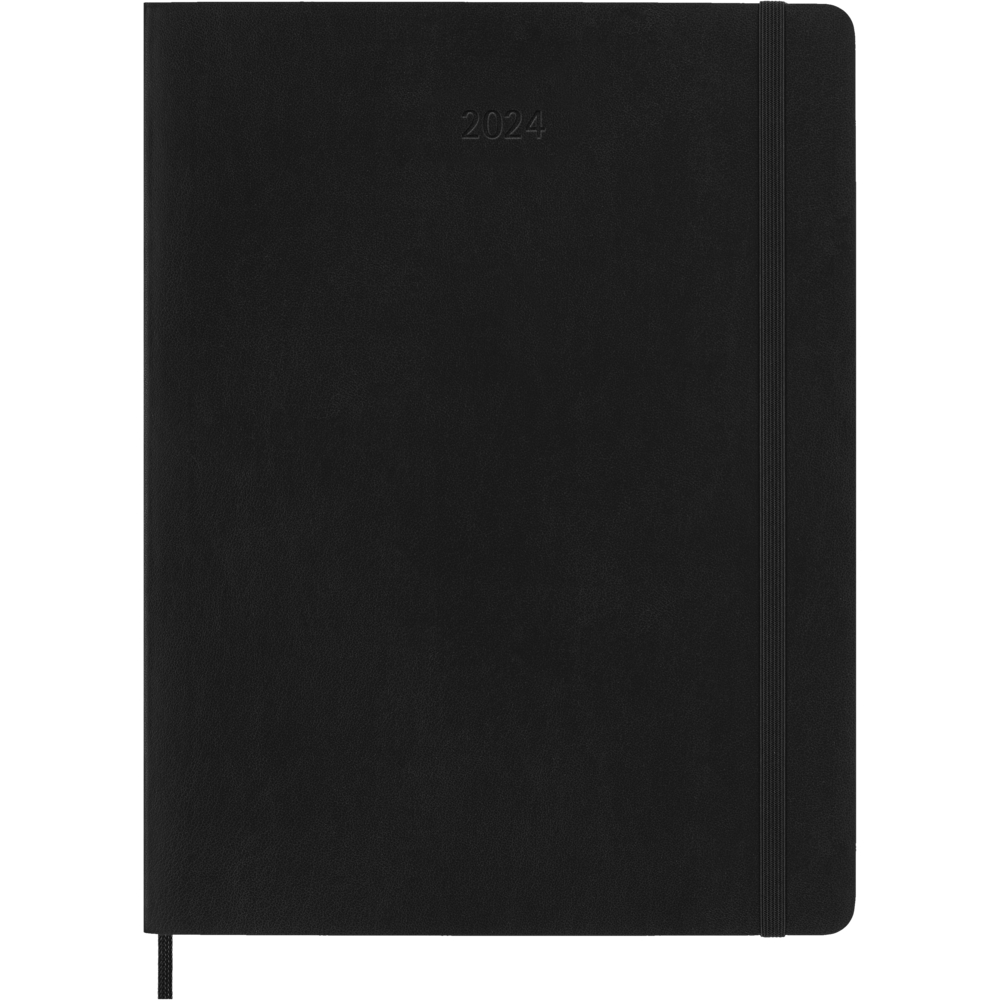  HBGDSB12WN4Y24  Moleskine - 2024 agenda semainier extra large  couverture souple - 7,5 po x 10 po - noir