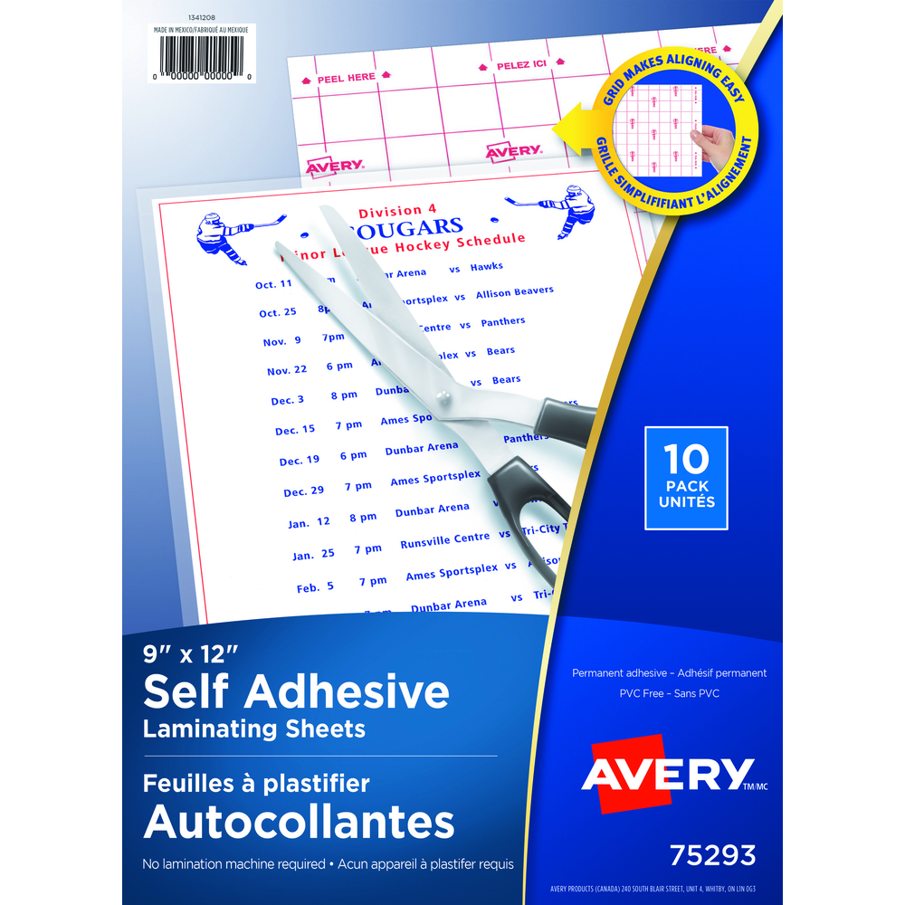  AVE75293  Avery Self-Laminating Sheets, 9 x 12, 10 Pack (75293)