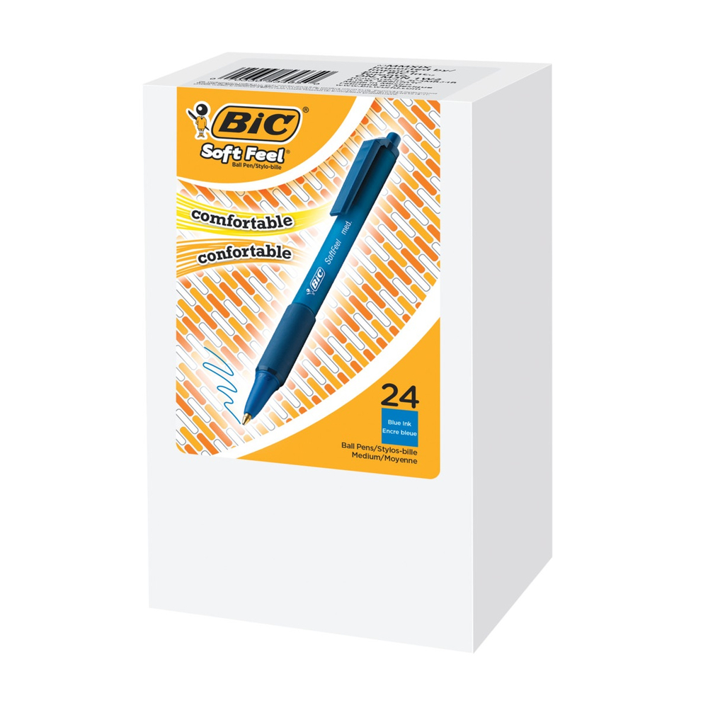  BIC Soft Feel Clic Grip Pen - Blue, Pack of 3 : Office Products