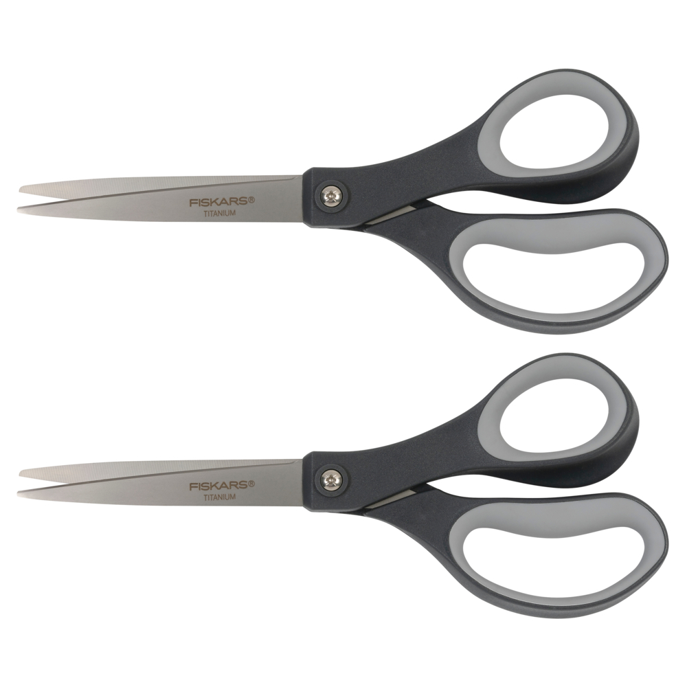 Fiskars Everyday Titanium Adult Scissors 2 Pack, 8 Inch, Gray