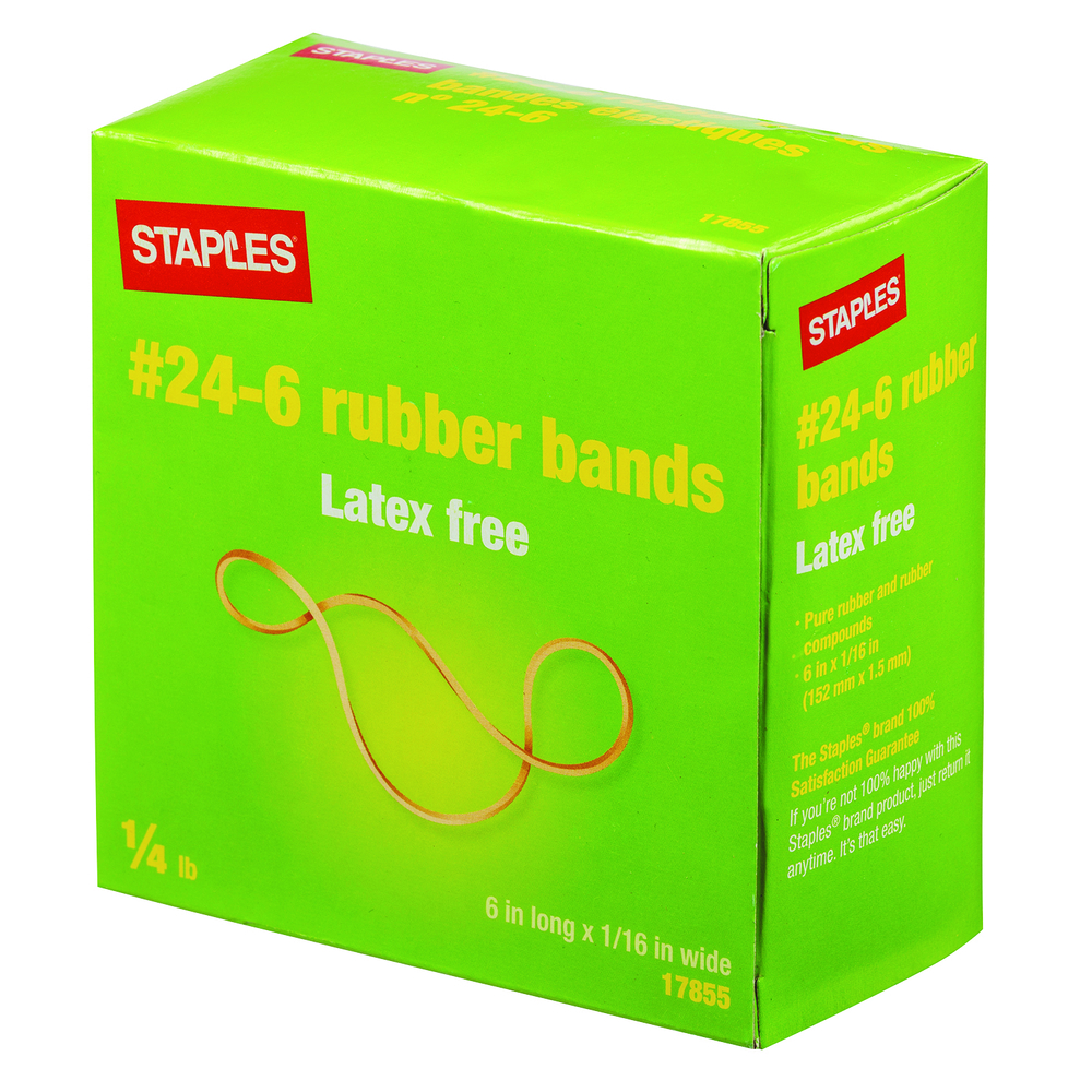  STP17855  Staples Latex Free Rubber Bands - #24-6 - 6 L x 1/16  W - 1/4 lb. Box