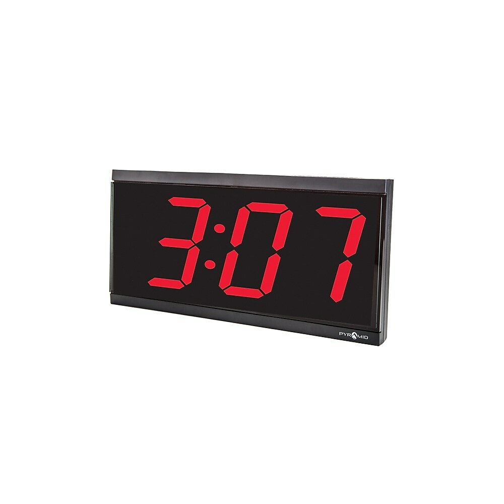  PYADIG4B  Pyramid Time Systems Horloge murale numérique DEL  rouge, cadre noir, 4 chiffres, autonome, (DIG-4B)
