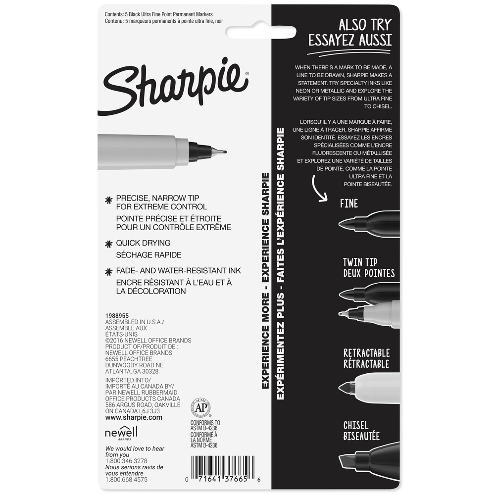  SHARPIE Ultra-Fine Point Permanent Marker, Black, 12 Count  (37001) : Office Products