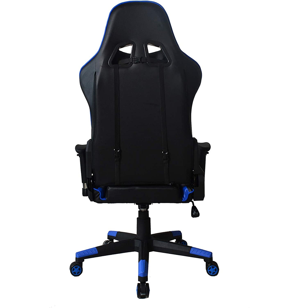 Nicer Furniture AP1878-BL Ergonomic Racing Gaming Chair with Head Cushions & Adjustable Armrest Blue